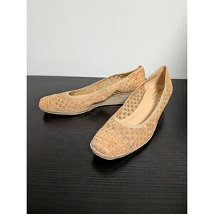 Sesto Meucci Womens Cork Perforated Wedge Pumps Tan Gold Made in Italy Size 10 W